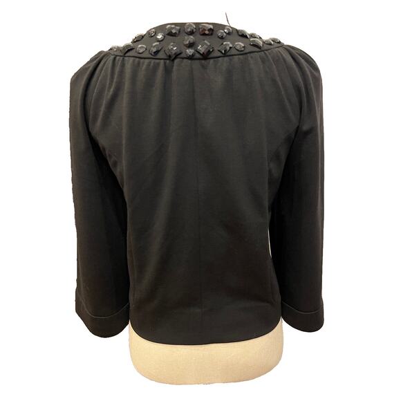 Women's FOCUS Lifestyle Black Blazer Jeweled Neckline and Pockets Size 8 - Picture 3 of 4